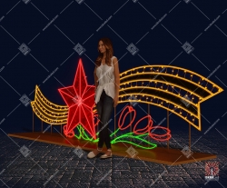 Светодиодная 3D-фигура  односторонняя Звезда с тюльпанами"